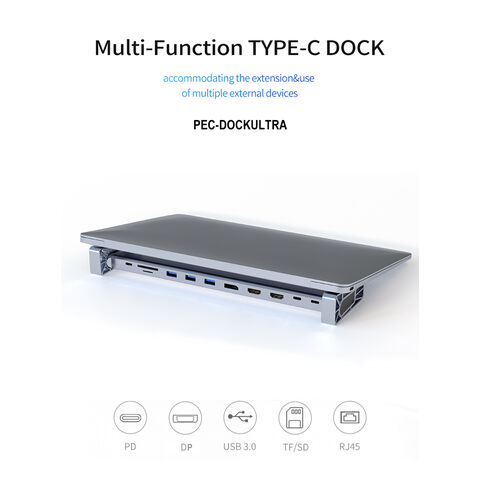 Estação de Acoplamento Universal 12 em 1 USB-C para Macbook, USB 3.1 Gen1 5Gbps