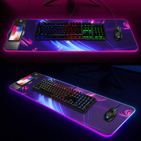 AI-MICH Werbe-Mauspad Multifunktionale kabellose Ladestation Benutzerdefiniertes Logo Kabelloses Laden Großes RGB-LED-Gaming-Mauspad