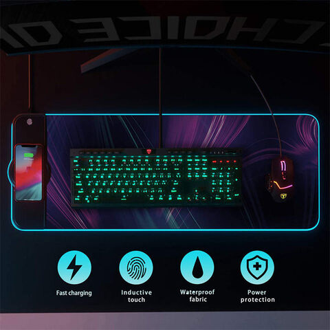 AI-MICH Werbe-Mauspad Multifunktionale kabellose Ladestation Benutzerdefiniertes Logo Kabelloses Laden Großes RGB-LED-Gaming-Mauspad