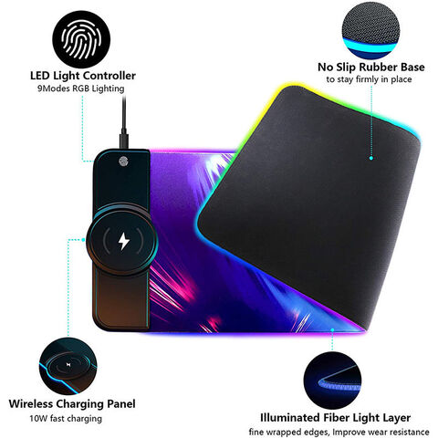 AI-MICH Werbe-Mauspad Multifunktionale kabellose Ladestation Benutzerdefiniertes Logo Kabelloses Laden Großes RGB-LED-Gaming-Mauspad
