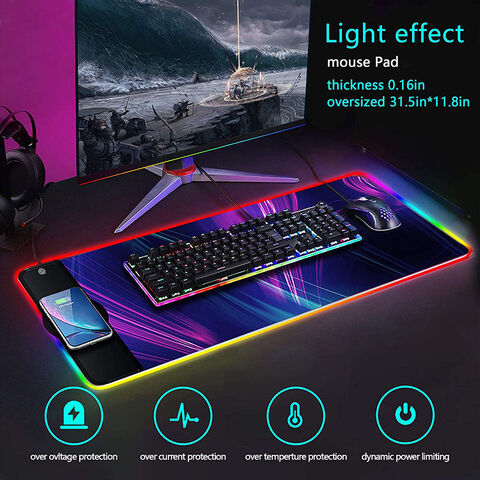 AI-MICH Werbe-Mauspad Multifunktionale kabellose Ladestation Benutzerdefiniertes Logo Kabelloses Laden Großes RGB-LED-Gaming-Mauspad