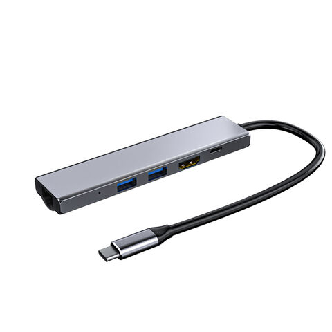 5-in-1 USB 3.0 HUB 5 Gbit/s HDMI Typ C Erweiterungsdock mit Rj45 Gigabit Ethernet Konverter