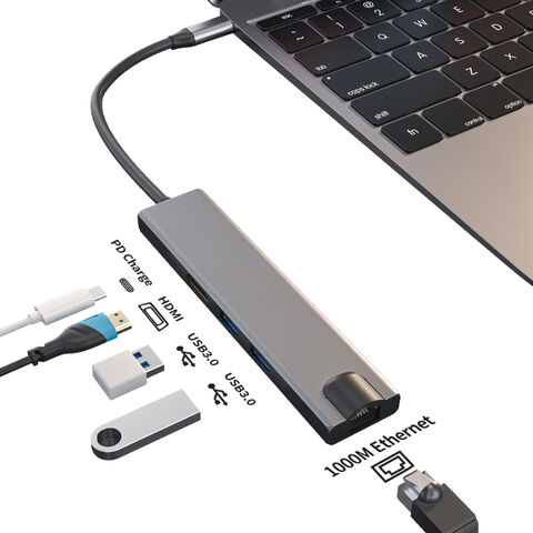 5-in-1 USB 3.0 HUB 5 Gbit/s HDMI Typ C Erweiterungsdock mit Rj45 Gigabit Ethernet Konverter
