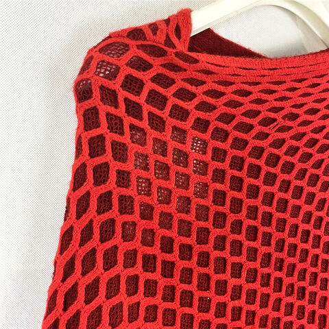 Cárdigan de punto rojo con cuello redondo para mujer, estilo capa, para uso diario, OEM
