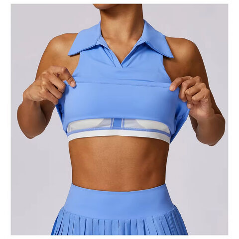 Conjunto de roupa de tênis de 2 peças feminino OEM ODM com saia de tênis com forro, conjuntos de golfe ao ar livre para mulheres