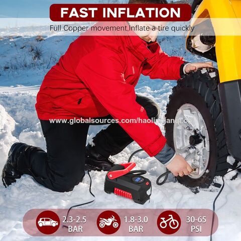 Inflador de Neumáticos DC 12V para Vehículos, Bomba de Aire con Luz LED y Pantalla LCD, Precio de Fábrica