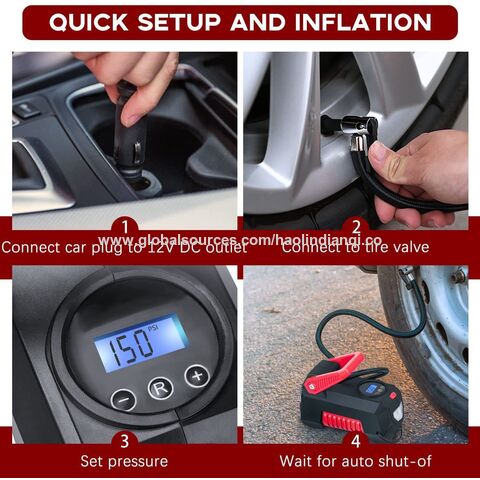 Inflador de Neumáticos DC 12V para Vehículos, Bomba de Aire con Luz LED y Pantalla LCD, Precio de Fábrica