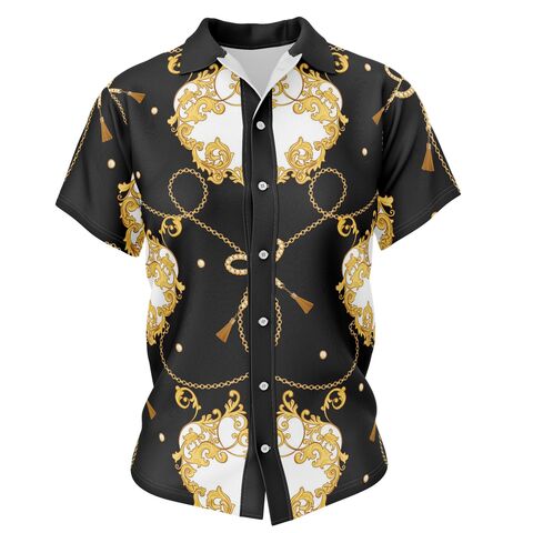 Herrenhemd nach Maß, Hawaiianisches Blumenmuster Buchstaben Druck Strand Herren Designer Hemd Lässiges T-Shirt Herren Sommer Kurzarm Hemd