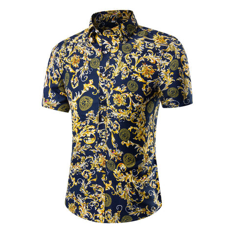Herrenhemd nach Maß, Hawaiianisches Blumenmuster Buchstaben Druck Strand Herren Designer Hemd Lässiges T-Shirt Herren Sommer Kurzarm Hemd