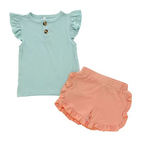 Conjunto de Pijama con Volantes para Bebé Recién Nacida de Bambú, Ropa para Salir de Alta Calidad