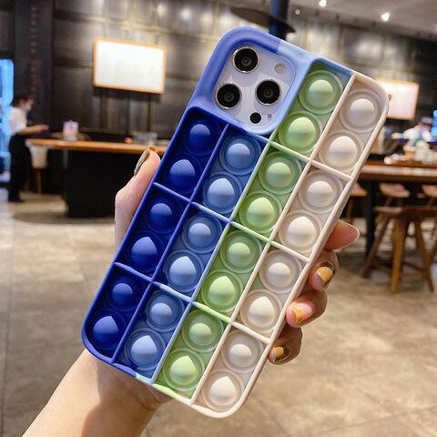 Capa de Celular Pop It, Jogo de Xadrez Mental, Alívio de Estresse, Capas de Silicone Resistentes a Choque para iPhone 12 11promax