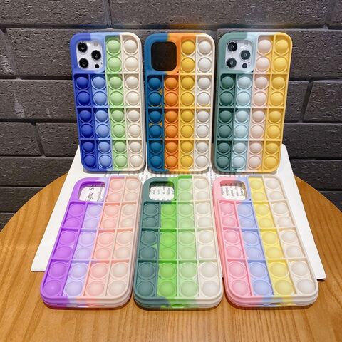 Capa de Celular Pop It, Jogo de Xadrez Mental, Alívio de Estresse, Capas de Silicone Resistentes a Choque para iPhone 12 11promax