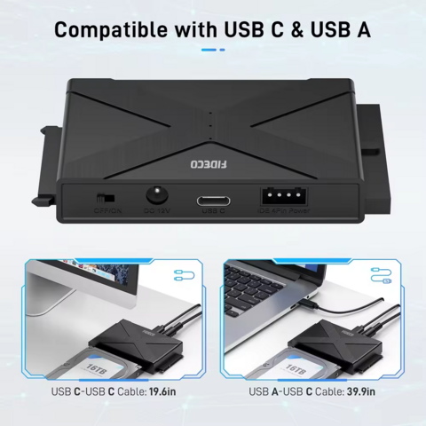 محول FIDECO بتصميم جديد من النوع C SATA IDE إلى USB 3.0 ، محول SATA IDE إلى USB 3.0