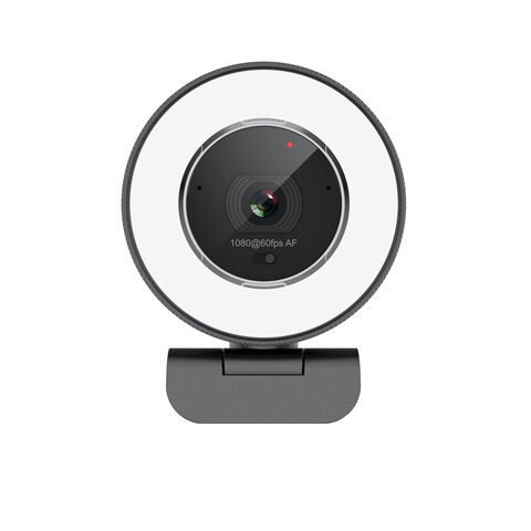 Webcam USB Amazon Hot Autofocus Full HD 1080p 60fps con Anillo de Luz, Cubierta de Privacidad y Control Remoto de Zoom - Ideal para Videoconferencias y Streaming