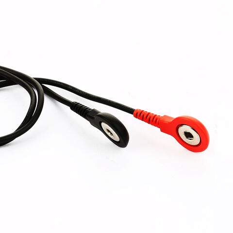 Günstige 4,0 mm Elektroden-Druckknöpfe auf 3,5 mm Stereo-Stecker Kabel 2-adriges EKG-Medizinkabel