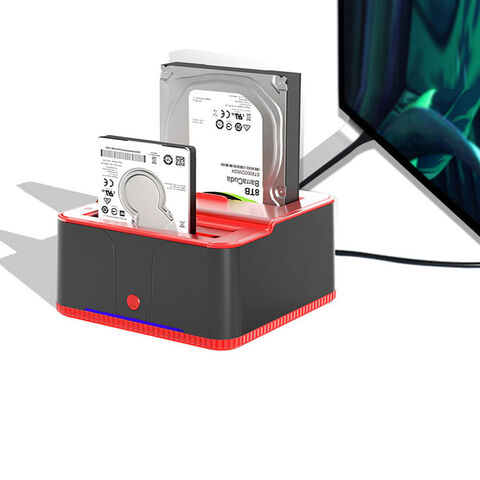 محطة إرساء مزدوجة USB 3.0 إلى SATA لمحركات الأقراص الصلبة الخارجية 2.5/3.5 بوصة مع كابل USB 3.0 ومحول 3A - قاعدة توصيل HDD/SSD