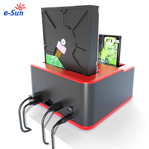 محطة إرساء مزدوجة USB 3.0 إلى SATA لمحركات الأقراص الصلبة الخارجية 2.5/3.5 بوصة مع كابل USB 3.0 ومحول 3A - قاعدة توصيل HDD/SSD