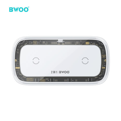 BWOO 2023 Neue Produkte Nachtlicht Transparentes kabelloses Ladepad ABS+Acryl Material 2 in 1 Universal 30W kabelloses Ladegerät
