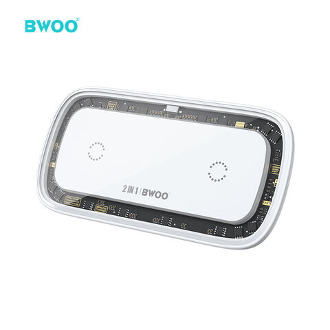BWOO 2023 Neue Produkte Nachtlicht Transparentes kabelloses Ladepad ABS+Acryl Material 2 in 1 Universal 30W kabelloses Ladegerät