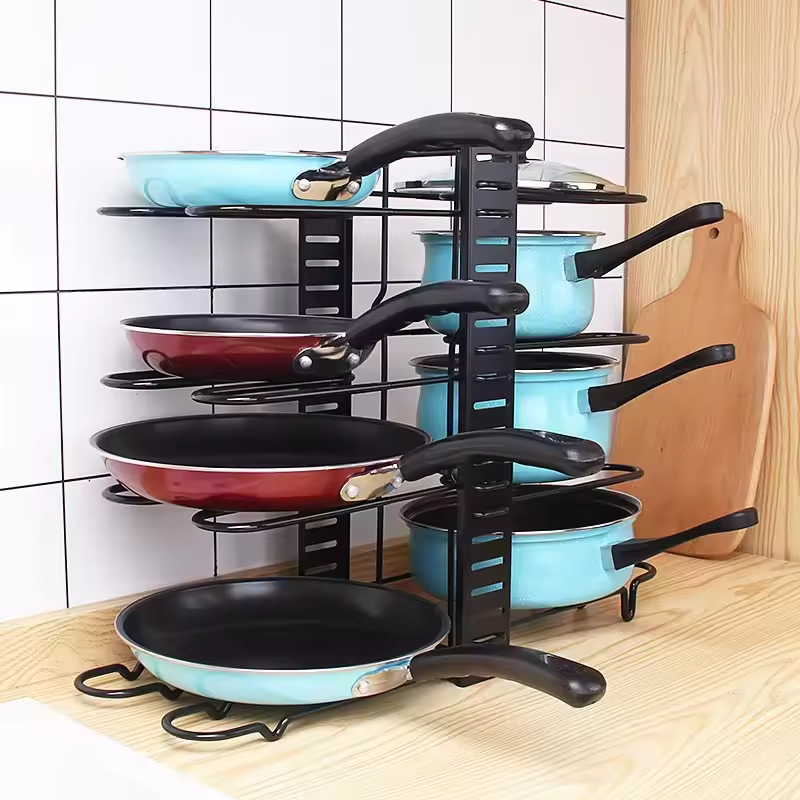 Double Sides 8 Layers Adjustable Pot Storage Organizer Kitchen Storage ...