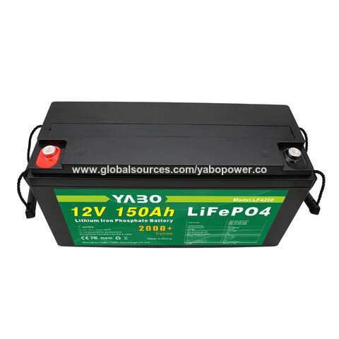 Bateria de Lítio LiFePO4 YABO 12V 150Ah em Promoção - Grande Capacidade para Sistemas Solares