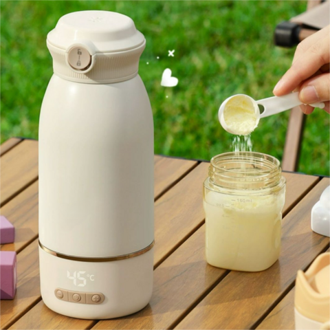 Calentador de Biberones Portátil para Bebé, Calentador de Biberones Inalámbrico para Agua, Calentamiento Rápido y Control Preciso de Temperatura