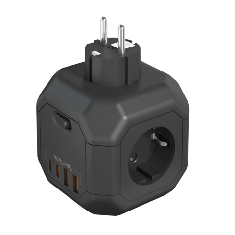 Effiziente und formschöne 4-fach USB-Ladesteckdose mit Netzanschluss zum Fabrikpreis für EU - Steckdosenleiste mit USB