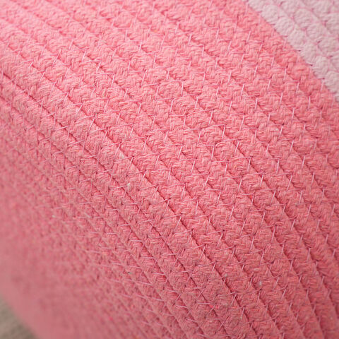 Handgefertigte rosa gewebte runde Baumwollseil-Wäschekörbe zur Aufbewahrung von Kleidung, Spielzeug und Decken, Fabrik-Wohndekoration