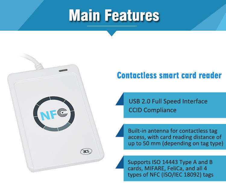 Iso14443 Writer Full Speed Usb Acr122u Nfc Smart Card Reader With Sdk