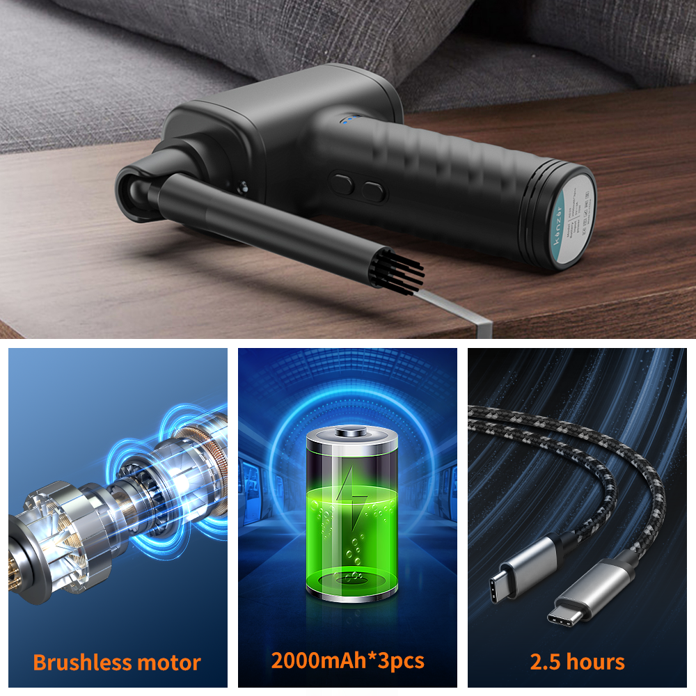 Canned Air K&F Concept 120000RPM Electric Air Duster Brushless Compressed Air Blower For PC Computer,Laptop Keyboard,Camera Cleaning Tools Computer Accessories