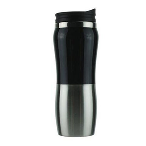 Gobelet à café isotherme personnalisé en acier inoxydable anti-fuite, extérieur en PS, 16 oz - Vente en gros