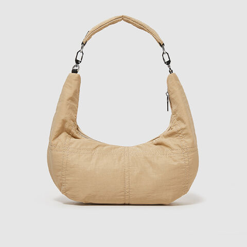 Fornecedor de fábrica Logotipo personalizado da moda em forma de lua Bolsa de ombro de lona de algodão Bolsa hobo Bolsa tiracolo de lona