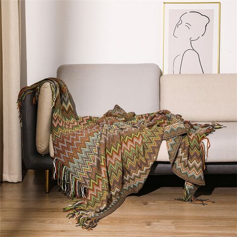 Couverture de canapé de style bohème décorative super douce personnalisée en gros MU 100 % fibres acryliques 127*152cm Couverture à franges tissée bohème
