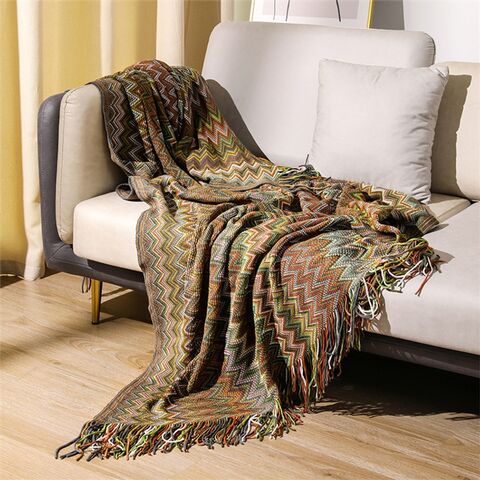Couverture de canapé de style bohème décorative super douce personnalisée en gros MU 100 % fibres acryliques 127*152cm Couverture à franges tissée bohème
