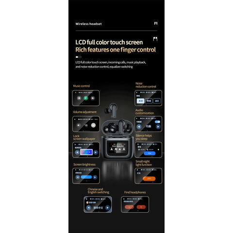 YW05 Bluetooth Drahtlose Kopfhörer Smart LCD Touchscreen Kopfhörer Sport Ohrhörer ANC Eingebautes Mikrofon Wasserdicht Gaming V8