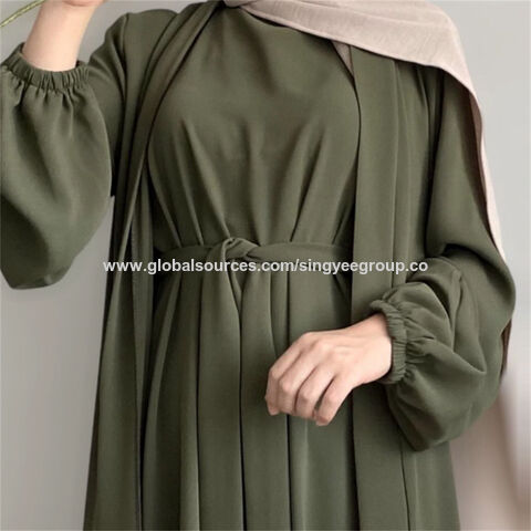 Abaya 2024 Turquía Dubái Color Sólido Conjunto de dos piezas - Venta al por mayor Abayas de Turquía
