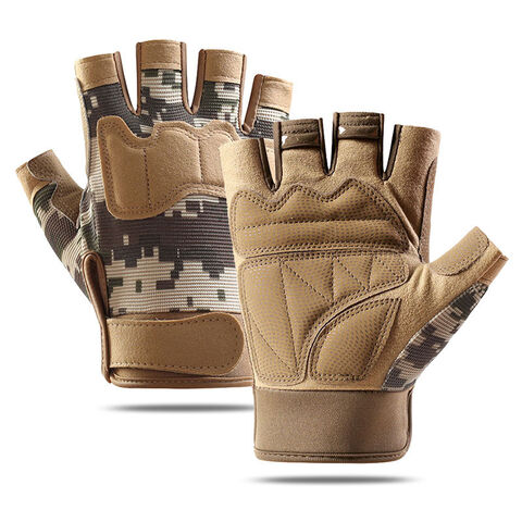 Guantes tácticos militares ajustables de medio dedo para combate al por mayor