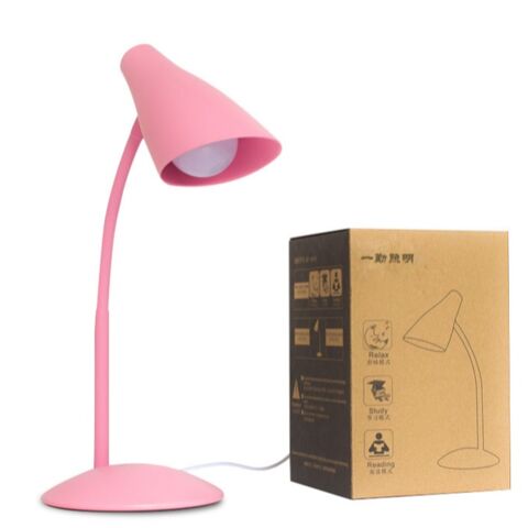 Lámpara de mesa de fábrica a precio de oferta, manguera de silicona OEM barata, aprendizaje rosa azul