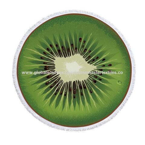 Toalla de playa redonda de microfibra con diseño de kiwi para B2B