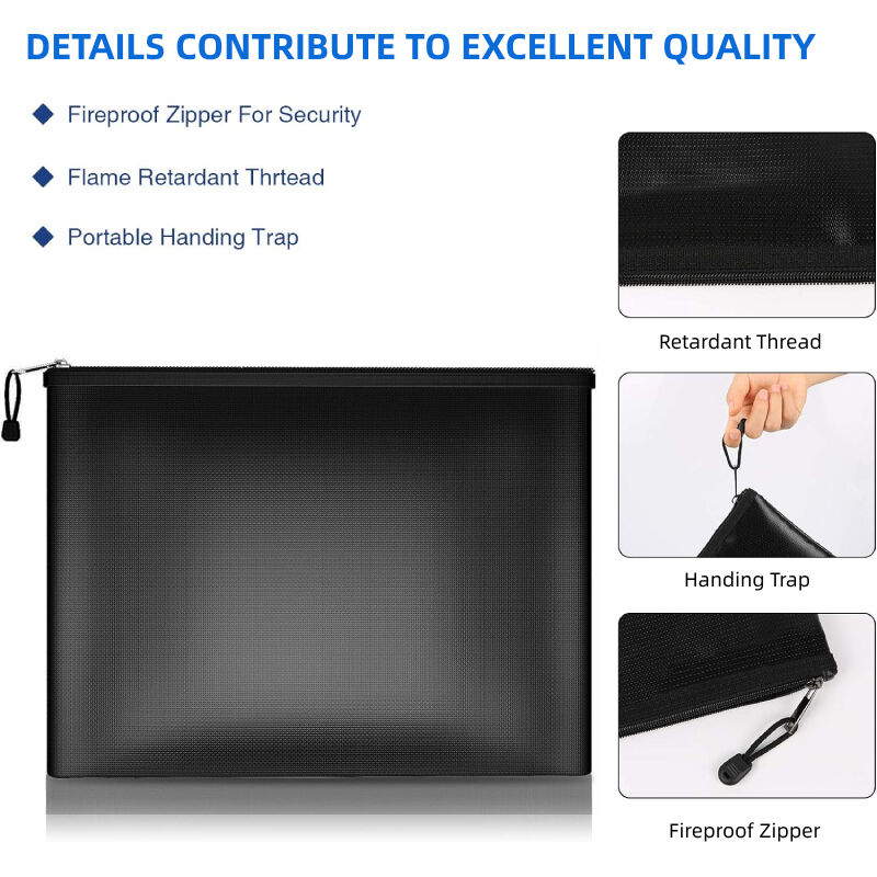 Fireproof Document Bag Safe Storage Pouch With Zipper For A4 Letter ...