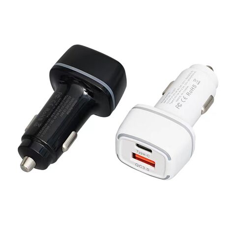 45W A+C Metall Auto-Schnelllader, Schnellladung C+A 2 Ports USB Typ C Auto-Handyladegerät Quick Charging Autoladegerät aller Größen.
