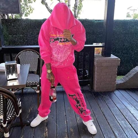 Custom Hoodie Unisex Young Thug Star Same Sp5der 555555 Pink