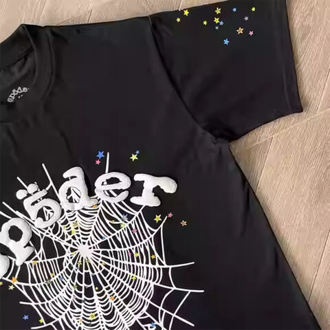 Custom Men's t shirts Sp5der Spider T-shirt fashion Street Wear Clothing Puff Foam Print Pattern Summer Sports Wear Designer