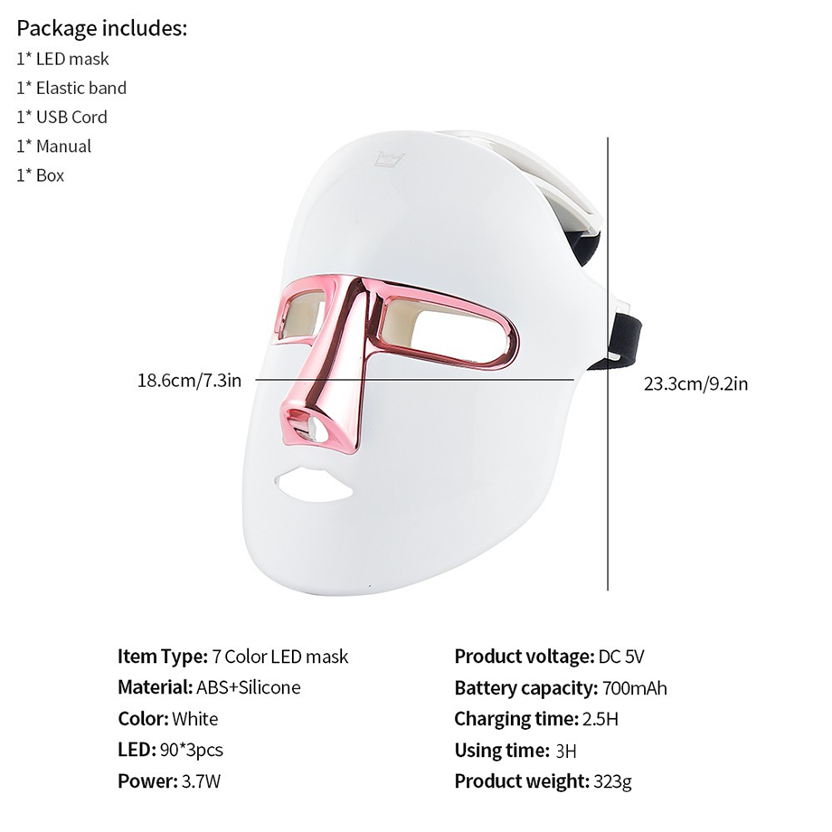 New Design Pdt Phototherapy Skin Care 7 Colors Led Facial Mask Led ...
