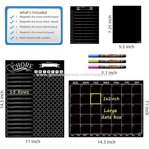Magnetische Kreidetafel Wochenkalender Trocken Abwischbare Magnetische Aufgabenliste Set Magnetische Schwarze Tafel