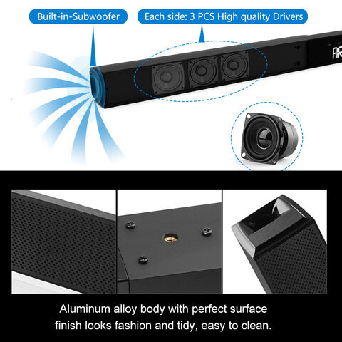 Barra de sonido ultra delgada OEM para TV con control táctil para altavoces de cine en casa, barra de sonido para TV con entradas HDMI/Bluetooth/ópticas