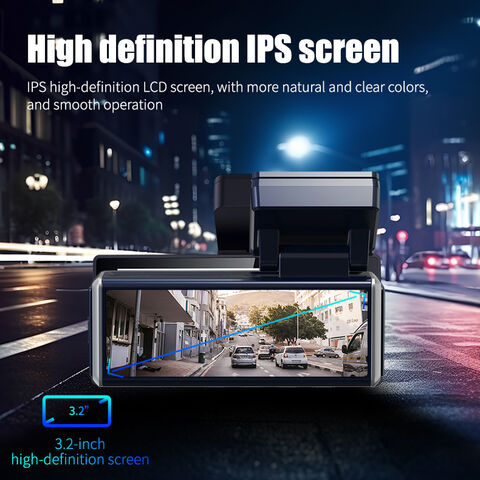 Cámara de Coche con WiFi, GPS, Cámara de Tablero Delantera y Trasera para Coches, Visión Nocturna, Pantalla IPS de 3.2 Pulgadas, DVR con Monitor de Estacionamiento 24h