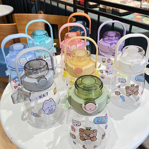 Bouteille d'eau colorée avec cordon pour voyage, autocollants mignons en gros