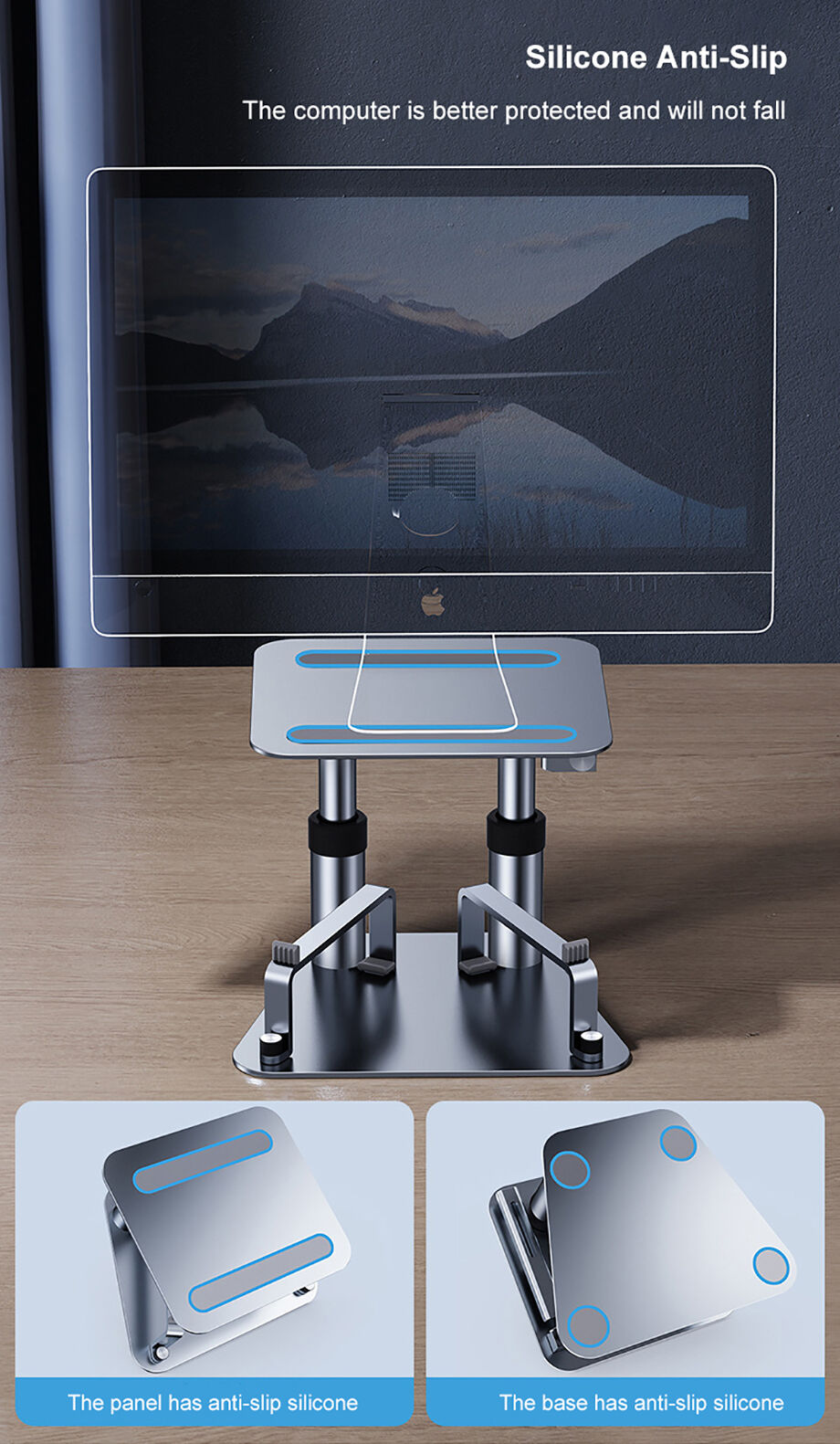 Multifunction Monitorriser Computer Desktop Shelf Aluminium Laptop ...