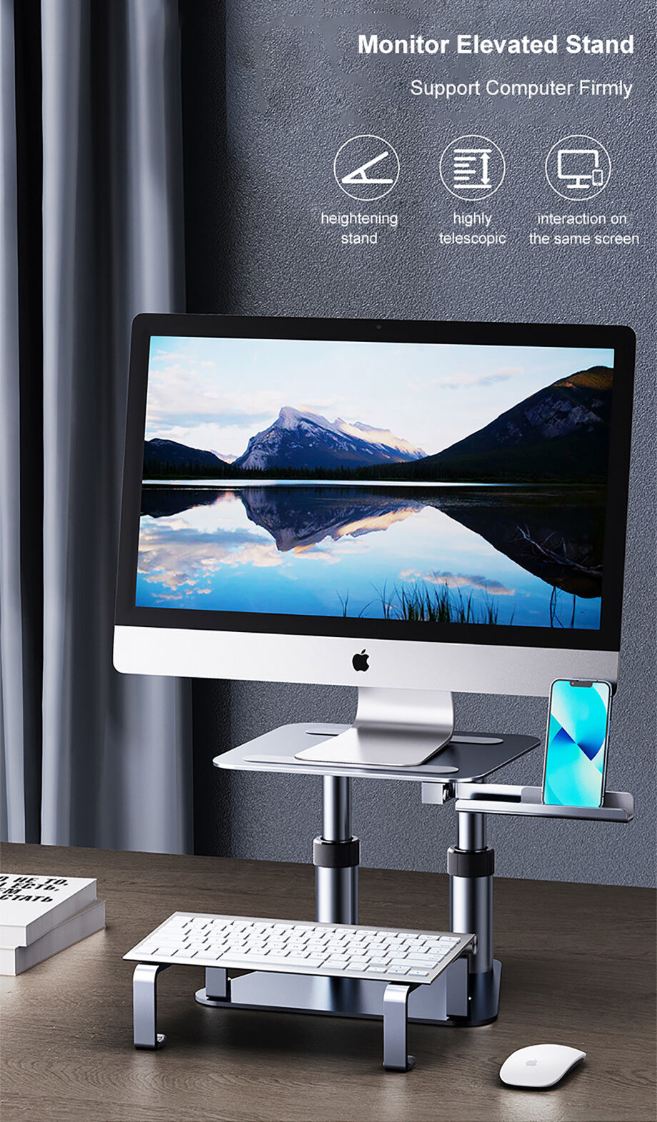 Multifunction Monitorriser Computer Desktop Shelf Aluminium Laptop ...